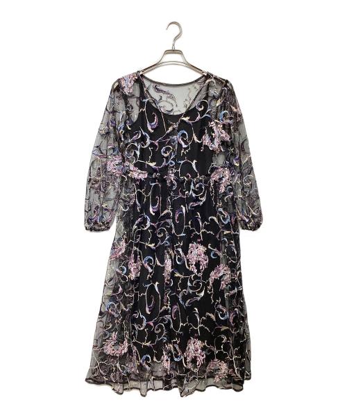 Diagram（ダイアグラム）Diagram (ダイアグラム) フラワーチュール刺繍ガウンワンピース ブラック サイズ:36の古着・服飾アイテム