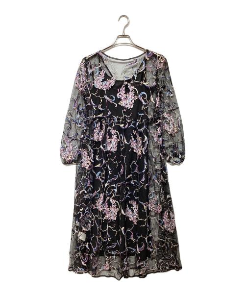 Diagram（ダイアグラム）Diagram (ダイアグラム) フラワーチュール刺繍ガウンワンピース ブラック サイズ:36の古着・服飾アイテム
