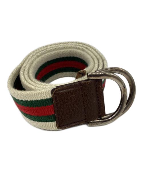 GUCCI（グッチ）GUCCI (グッチ) シェリーライン ダブルリング キャンバス ベルト　146435 ベージュ サイズ:85・34の古着・服飾アイテム