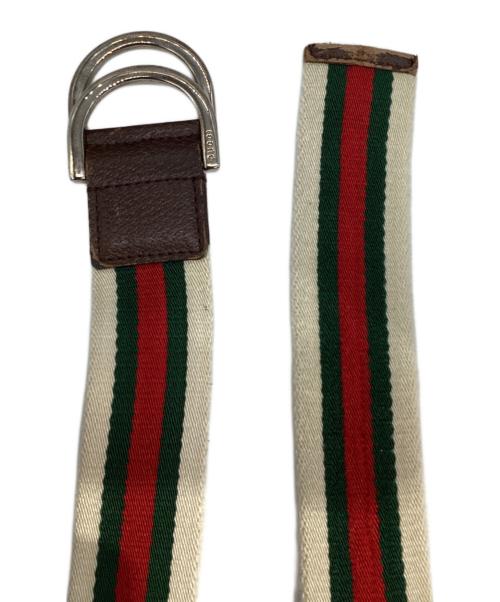 GUCCI（グッチ）GUCCI (グッチ) シェリーライン ダブルリング キャンバス ベルト　146435 ベージュ サイズ:85・34の古着・服飾アイテム