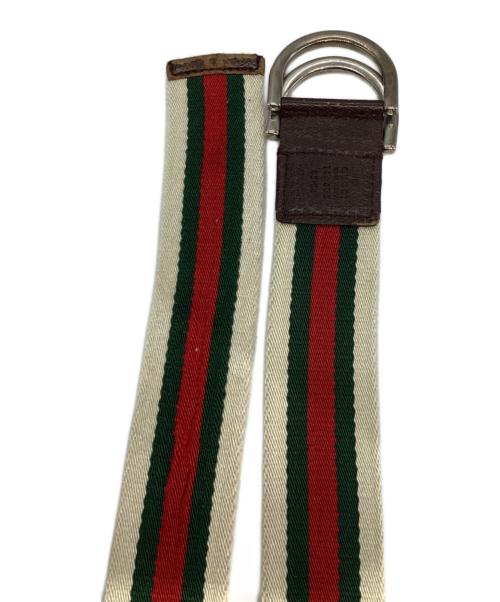 GUCCI（グッチ）GUCCI (グッチ) シェリーライン ダブルリング キャンバス ベルト　146435 ベージュ サイズ:85・34の古着・服飾アイテム