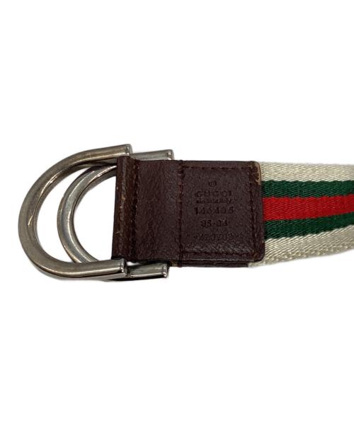 GUCCI（グッチ）GUCCI (グッチ) シェリーライン ダブルリング キャンバス ベルト　146435 ベージュ サイズ:85・34の古着・服飾アイテム