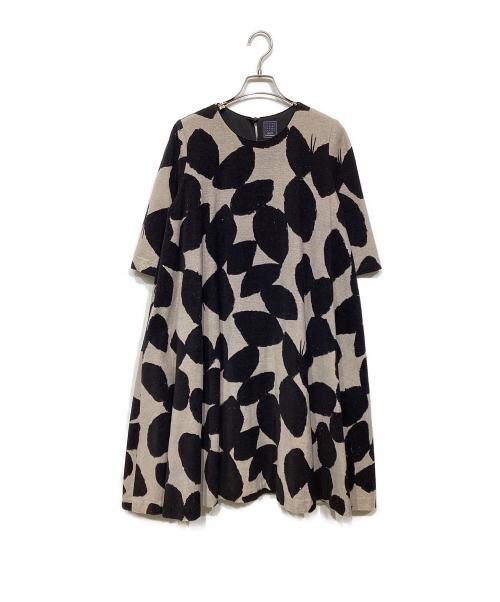 mina perhonen（ミナ ペルホネン）mina perhonen (ミナ ペルホネン) slow dance ワンピース　ta3235 グレー×ブラック サイズ:38の古着・服飾アイテム