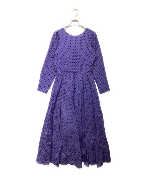 ne quittez pas（ヌキテパ）ne quittez pas (ヌキテパ) Dot Print Tuck Sleeve Dress パープル サイズ:-の古着・服飾アイテム