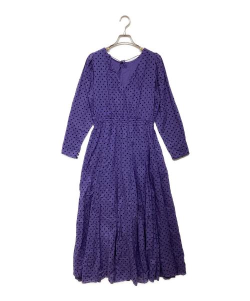 ne quittez pas（ヌキテパ）ne quittez pas (ヌキテパ) Dot Print Tuck Sleeve Dress パープル サイズ:-の古着・服飾アイテム