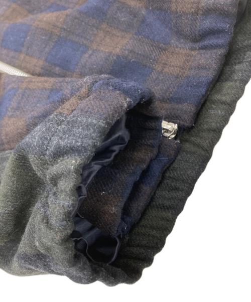 PAUL SMITH（ポールスミス）PAUL SMITH (ポールスミス) ミックスチェックウールダブルジップブルゾン ネイビー×ブラウン サイズ:Lの古着・服飾アイテム