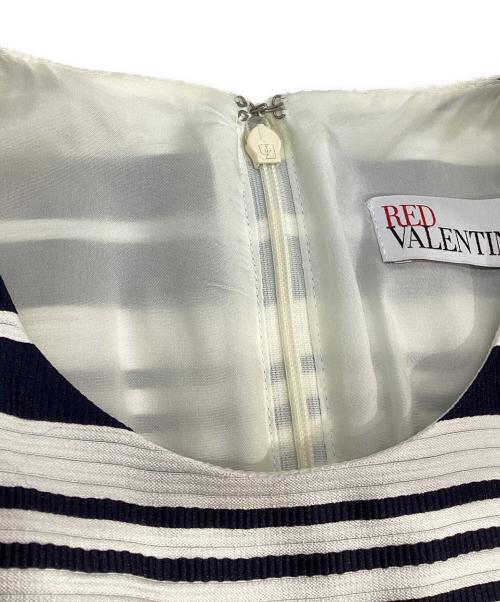 RED VALENTINO（レッドヴァレンティノ）RED VALENTINO (レッドヴァレンティノ) ノースリーブワンピース ネイビー×ホワイト サイズ:40の古着・服飾アイテム