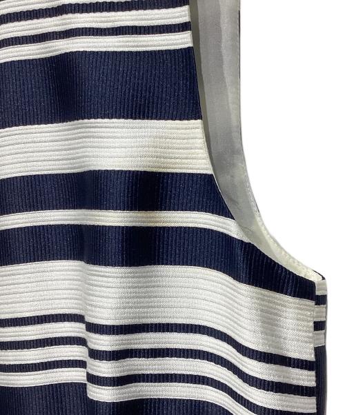 RED VALENTINO（レッドヴァレンティノ）RED VALENTINO (レッドヴァレンティノ) ノースリーブワンピース ネイビー×ホワイト サイズ:40の古着・服飾アイテム