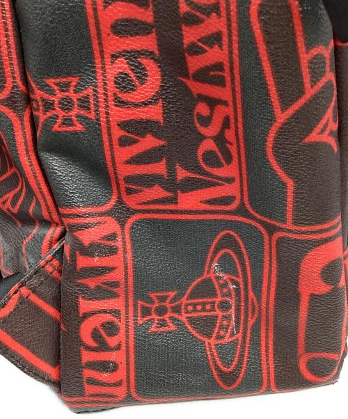 Vivienne Westwood（ヴィヴィアンウエストウッド）Vivienne Westwood (ヴィヴィアンウエストウッド) PVCオーブ柄リュック ブラック×レッドの古着・服飾アイテム