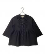 UNITED ARROWS TOKYOユナイテッドアローズトウキョウ）の古着「ミニフリル ニットカーディガン」｜ブラック