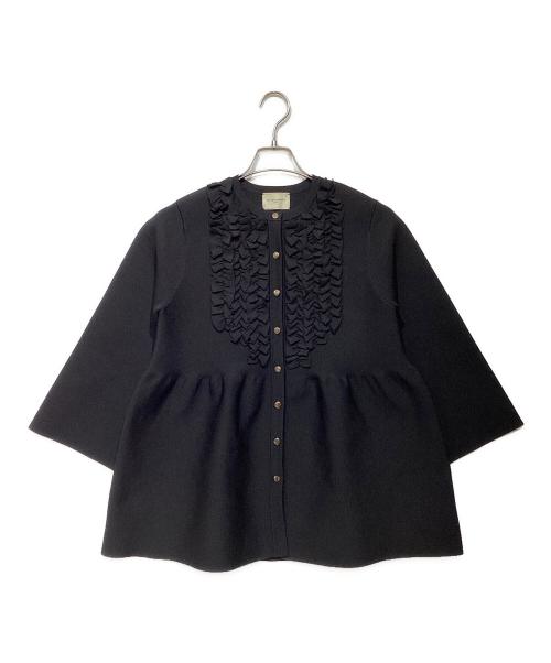 UNITED ARROWS TOKYO（ユナイテッドアローズトウキョウ）UNITED ARROWS TOKYO (ユナイテッドアローズトウキョウ) ミニフリル ニットカーディガン ブラック サイズ:-の古着・服飾アイテム