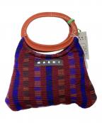 MARNIマルニ）の古着「マーケットボートバッグ」｜ネイビー×ブラウン