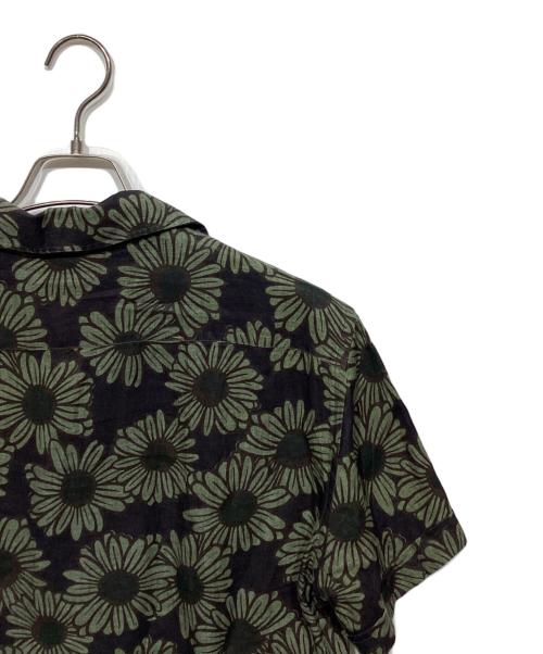 LARDINI（ラルディーニ）LARDINI (ラルディーニ) EGGIAN　リネン オープンカラー アロハシャツ オリーブ×ブラック サイズ:Sの古着・服飾アイテム