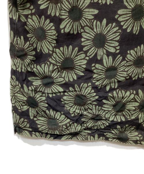 LARDINI（ラルディーニ）LARDINI (ラルディーニ) EGGIAN　リネン オープンカラー アロハシャツ オリーブ×ブラック サイズ:Sの古着・服飾アイテム