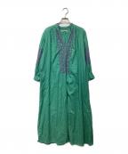 ne quittez pasヌキテパ）の古着「C.DOBBY STRIPE EMB DRESS　010411GP2」｜グリーン