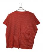 me ISSEY MIYAKEミーイッセイ ミヤケ）の古着「変形メッシュカットソー」｜レッド×ブラック