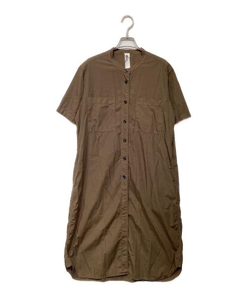 MHL（エムエイチエル）MHL (エムエイチエル) GARMENT DYE COTTON POPLIN DRESS　595-3157580 ブラウン サイズ:2の古着・服飾アイテム