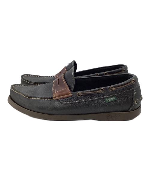 PARABOOT（パラブーツ）PARABOOT (パラブーツ) BEAMS (ビームス) 別注　コインローファー ブラック×ブラウン サイズ:7の古着・服飾アイテム