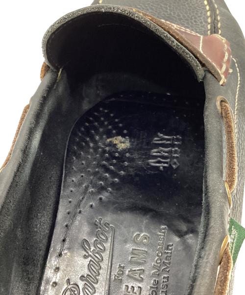 PARABOOT（パラブーツ）PARABOOT (パラブーツ) BEAMS (ビームス) 別注　コインローファー ブラック×ブラウン サイズ:7の古着・服飾アイテム