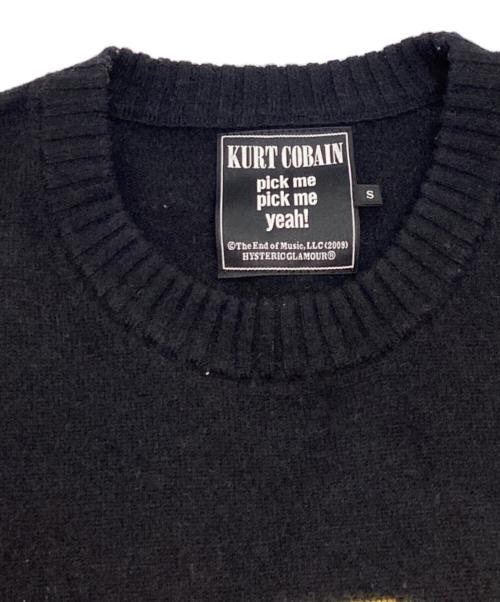 Hysteric Glamour（ヒステリックグラマー）Hysteric Glamour (ヒステリックグラマー) KURT COBAIN クルーネックニット ブラック サイズ:Sの古着・服飾アイテム