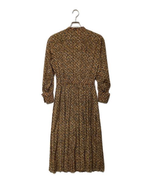 BALLSEY（ボールジィ）BALLSEY (ボールジィ) スクエアメッシュプリント プリーツシャツワンピース オレンジ サイズ:36の古着・服飾アイテム