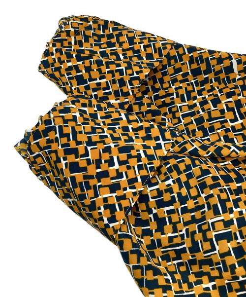 BALLSEY（ボールジィ）BALLSEY (ボールジィ) スクエアメッシュプリント プリーツシャツワンピース オレンジ サイズ:36の古着・服飾アイテム