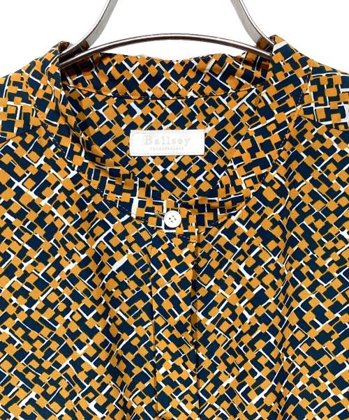 BALLSEY（ボールジィ）BALLSEY (ボールジィ) スクエアメッシュプリント プリーツシャツワンピース オレンジ サイズ:36の古着・服飾アイテム