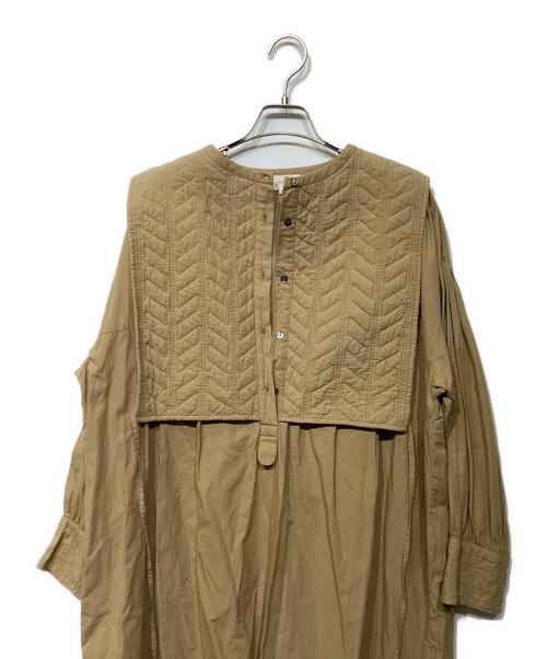 genten（ゲンテン）genten (ゲンテン) キルティング シャツワンピース 43796 ベージュ サイズ:40の古着・服飾アイテム
