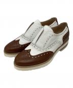 luca grossiルカグロッシ）の古着「メダリオンシューズ」｜ホワイト×ブラウン