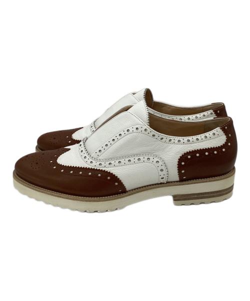 luca grossi（ルカグロッシ）luca grossi (ルカグロッシ) メダリオンシューズ ホワイト×ブラウン サイズ:37 1/2の古着・服飾アイテム