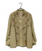 びーどろぽえむビードロポエム）の古着「刺繍ウールジャケット」｜ベージュ