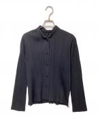 PLEATS PLEASEプリーツプリーズ）の古着「スタンドカラー プリーツジャケット」｜ブラック