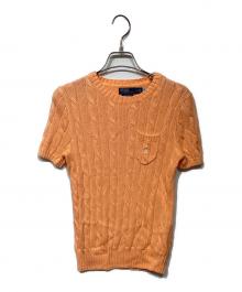 POLO RALPH LAUREN（ポロ・ラルフローレン）の古着「ポケットケーブルニット」｜オレンジ