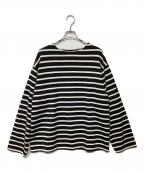 OUTILウティ）の古着「ウール混 ボーダーバスクシャツ」｜ブラック×ホワイト