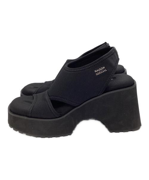 MAISON SPECIAL（メゾンスペシャル）MAISON SPECIAL (メゾンスペシャル) STRETCH CUT OFF SANDALS ブラック サイズ:38の古着・服飾アイテム