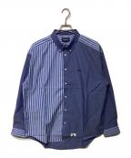 DESCENDANTディセンダント）の古着「ストライプ切替シャツ」｜ブルー×ホワイト