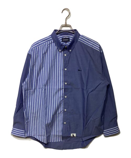 DESCENDANT（ディセンダント）DESCENDANT (ディセンダント) ストライプ切替シャツ ブルー×ホワイト サイズ:2の古着・服飾アイテム