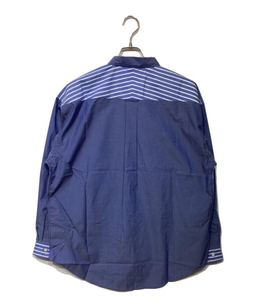 DESCENDANT（ディセンダント）DESCENDANT (ディセンダント) ストライプ切替シャツ ブルー×ホワイト サイズ:2の古着・服飾アイテム