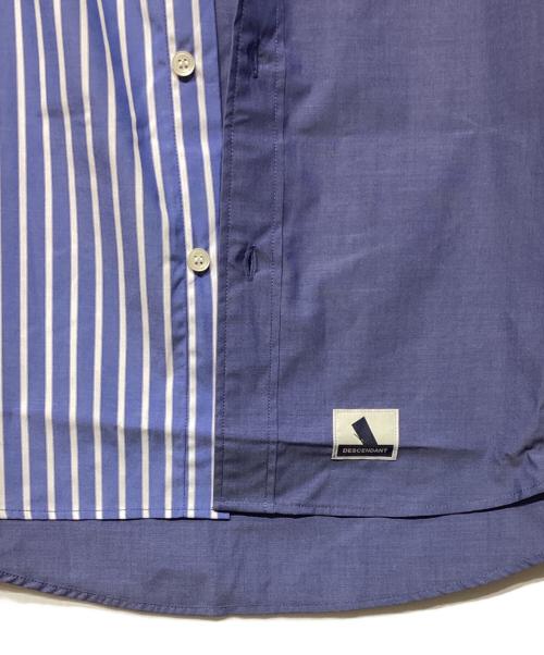 DESCENDANT（ディセンダント）DESCENDANT (ディセンダント) ストライプ切替シャツ ブルー×ホワイト サイズ:2の古着・服飾アイテム