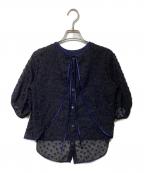 yori shiroconヨリ シロコン）の古着「フローラバックリボンブラウス SC21-23012SM-2」｜ブラック×ネイビー