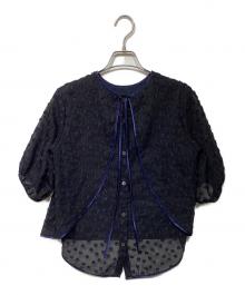 yori shirocon（ヨリ シロコン）の古着「フローラバックリボンブラウス SC21-23012SM-2」｜ブラック×ネイビー