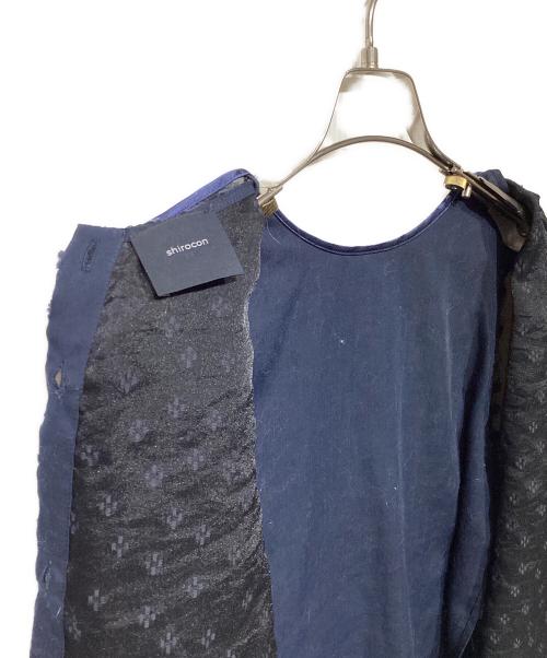 yori shirocon（ヨリ シロコン）yori shirocon (ヨリ シロコン) フローラバックリボンブラウス SC21-23012SM-2 ブラック×ネイビー サイズ:34の古着・服飾アイテム