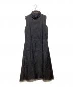 ebureエブール）の古着「オーガンジーレースノースリーブワンピース」｜ブラック