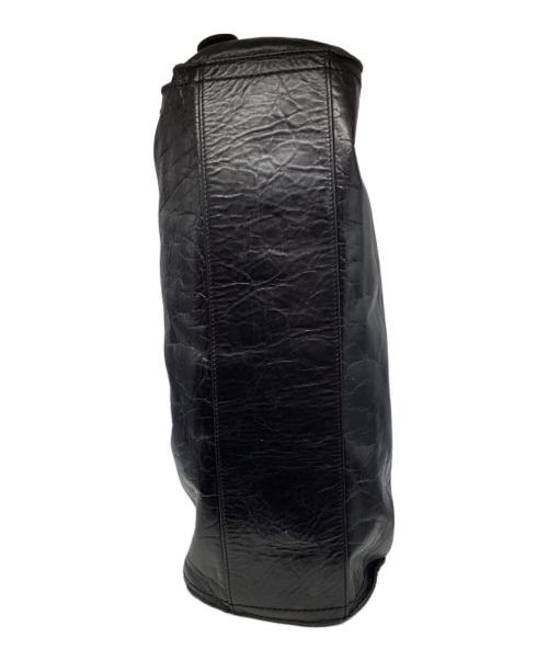 YOHJI YAMAMOTO（ヨウジヤマモト）YOHJI YAMAMOTO (ヨウジヤマモト) カウレザーハンドバッグ ブラックの古着・服飾アイテム
