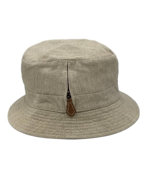 HERMES（エルメス）HERMES (エルメス) サイドジップリネンバケットハット ベージュの古着・服飾アイテム