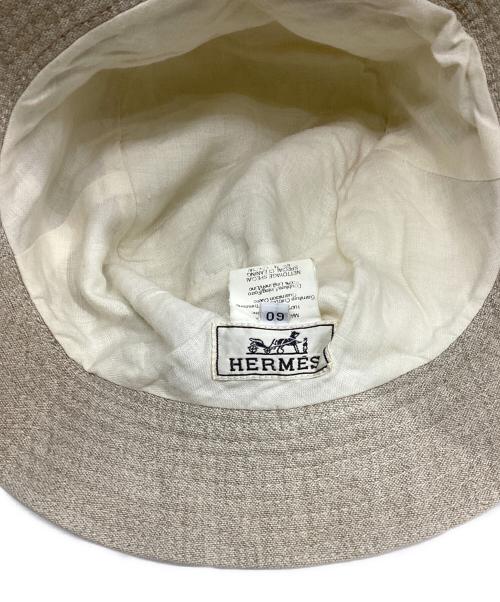 HERMES（エルメス）HERMES (エルメス) サイドジップリネンバケットハット ベージュの古着・服飾アイテム