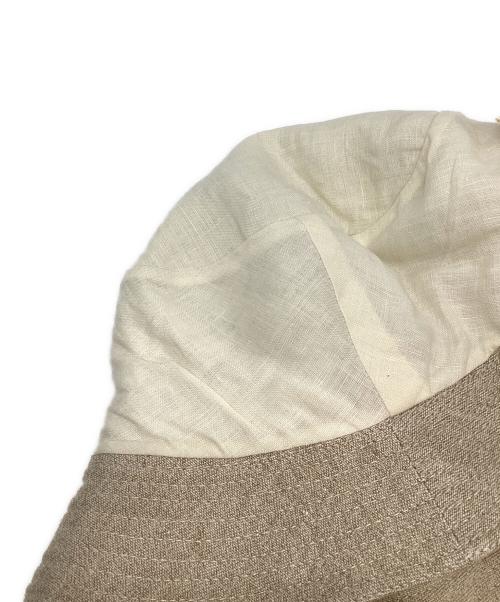 HERMES（エルメス）HERMES (エルメス) サイドジップリネンバケットハット ベージュの古着・服飾アイテム