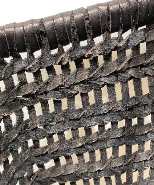 45R（フォーティファイブ・アール）45R (フォーティファイブ・アール) レザーメッシュ編み込みトートバッグ ブラウンの古着・服飾アイテム