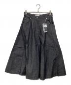 PINK HOUSEピンクハウス）の古着「ギンガムチェック使いデニムスカートA2151FSY469」｜ブラック