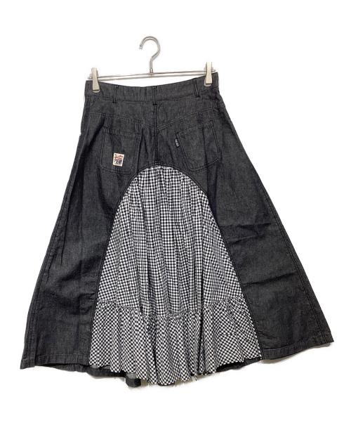 PINK HOUSE（ピンクハウス）PINK HOUSE (ピンクハウス) ギンガムチェック使いデニムスカートA2151FSY469  ブラック サイズ:Lの古着・服飾アイテム